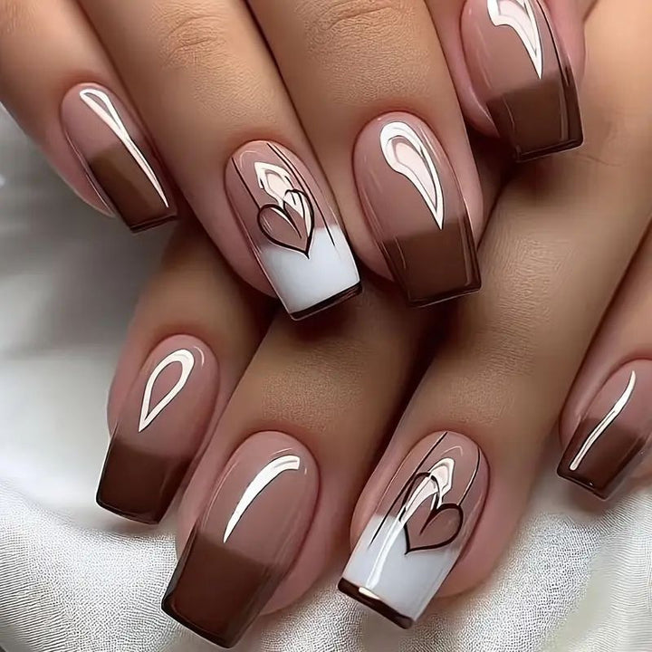 Heart-Embellished Gradient Nail Art Design Kalsten
