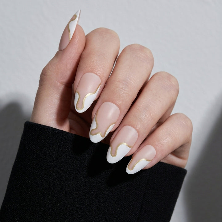 Artistic Stiletto Press-On Nails with Gold Accent Kalsten