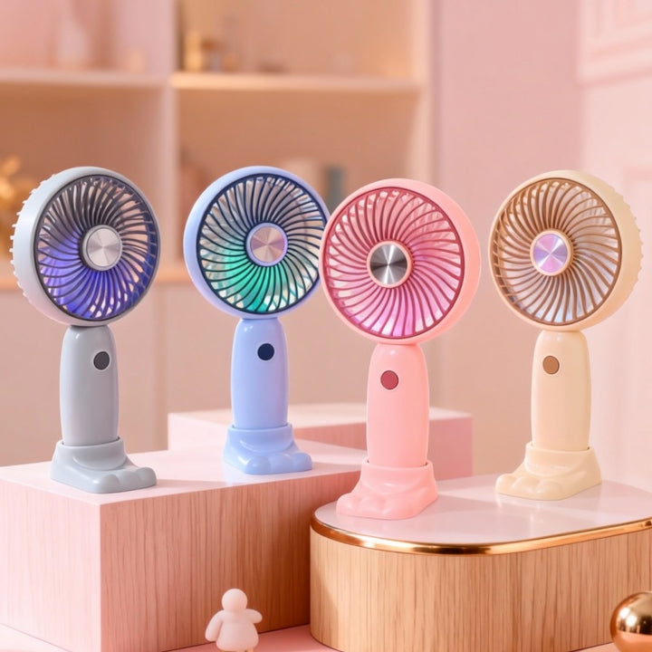 Women's Portable Handheld Swing Fan with LED Lighting Kalsten