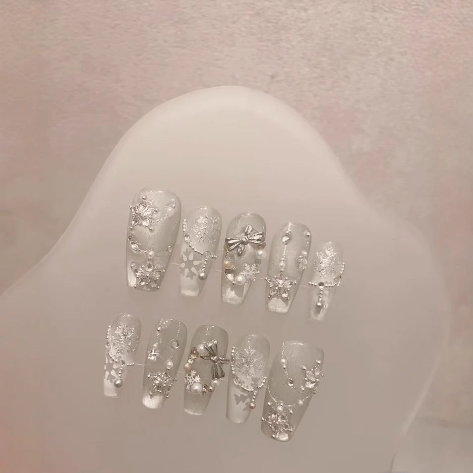 Frosted Decorative Design Press-On Nail Set