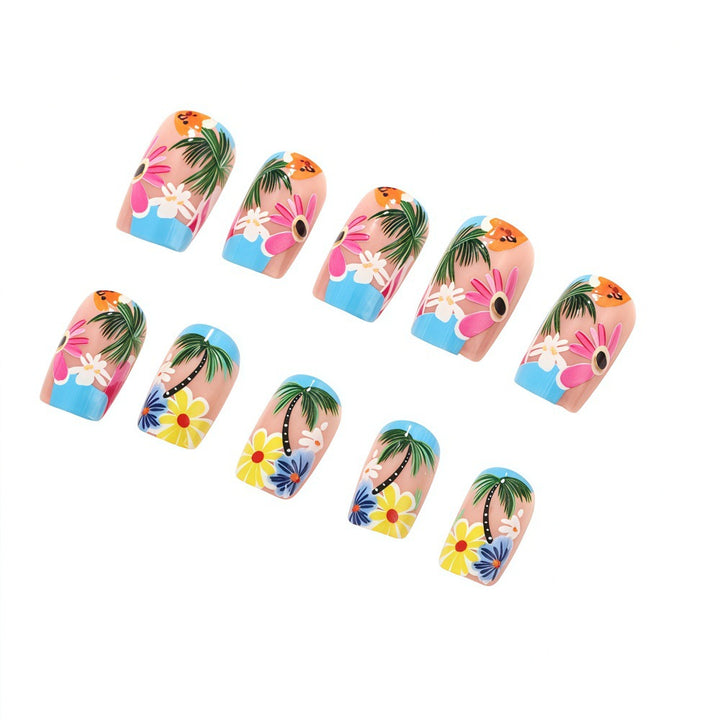 Artificial nails in tropical flower design Kalsten