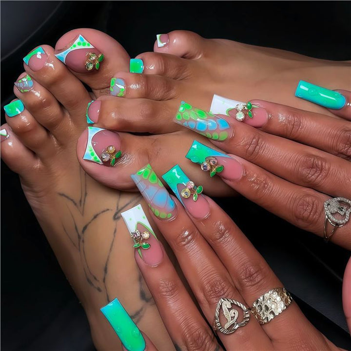 Artistic Floral Press-On Nail Art Kalsten