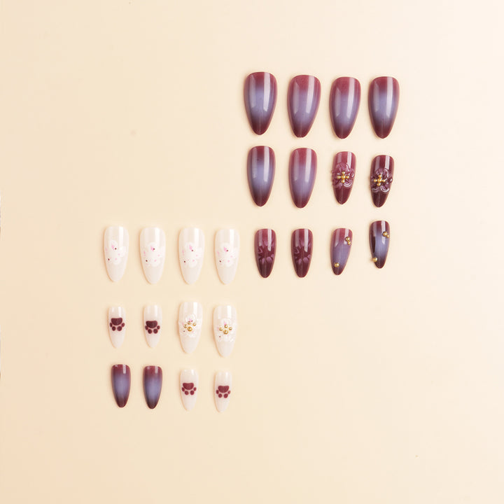 Floral Embellished Stiletto Nail Art Kalsten