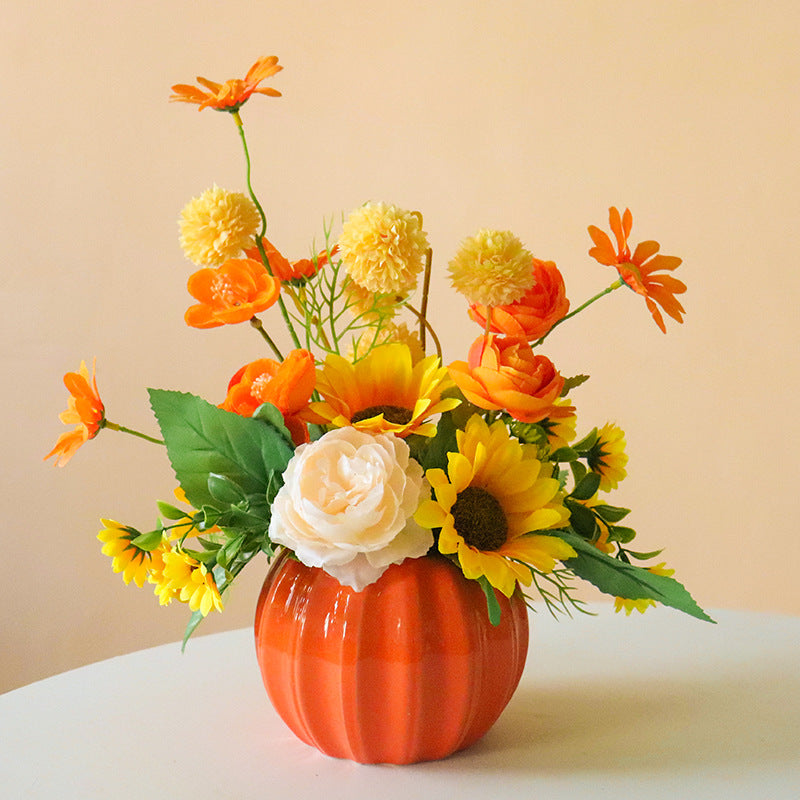 Decorative Floral Bouquet with Ceramic Accents