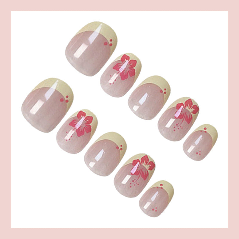 Artificial nail set with floral designs and elegant gradient Kalsten