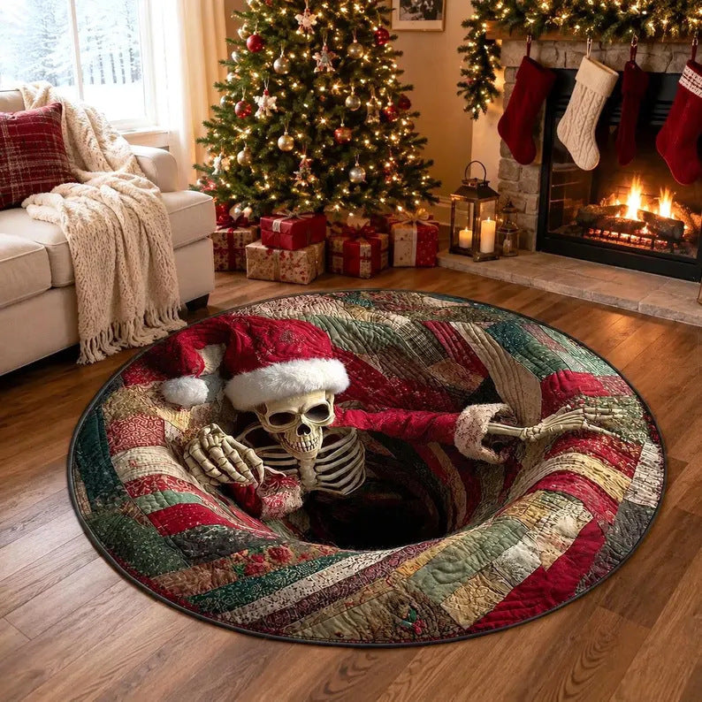 Round Holiday-Themed Area Rug