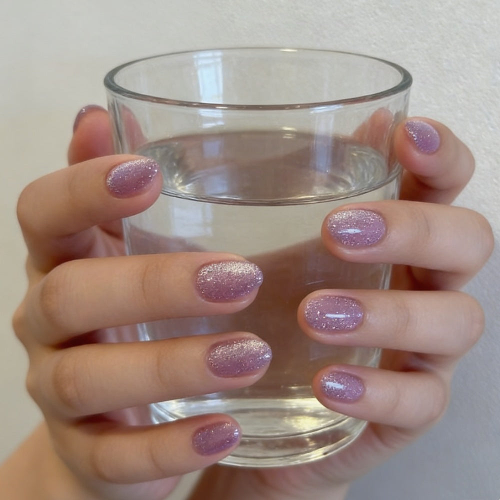 Sparkling Glossy Press-On Nail Set Kalsten