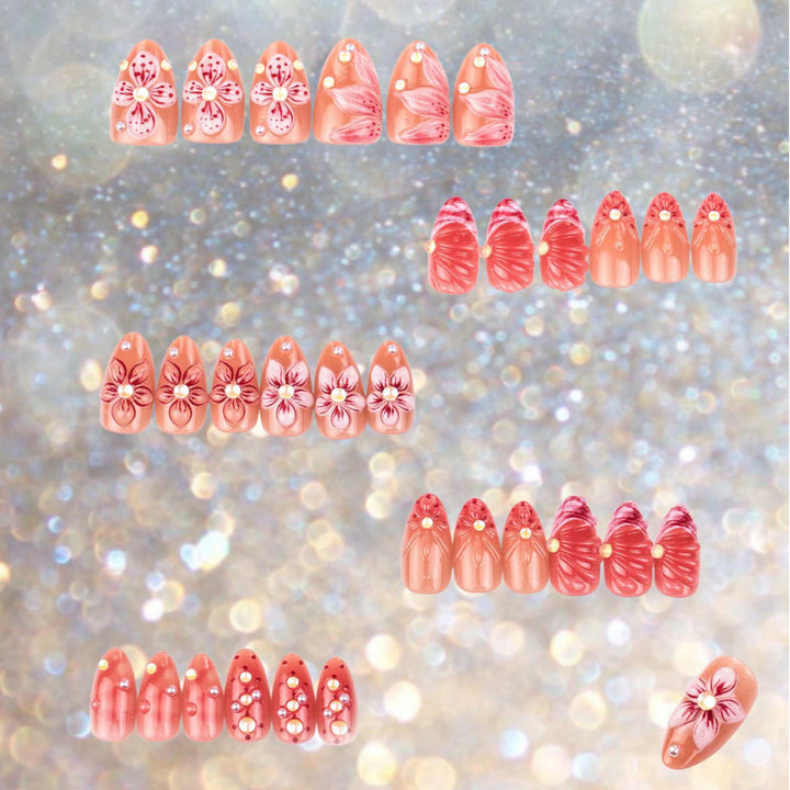 Floral Embellished Press-On Nail Set Kalsten 1787225131