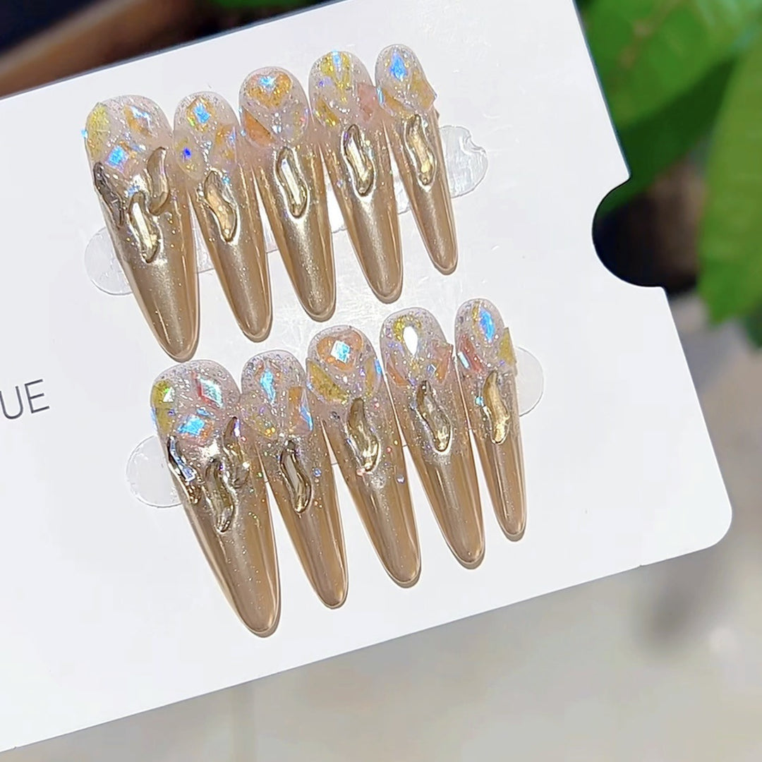 Premium Stiletto Press-On Nails with Glitter Accents Kalsten