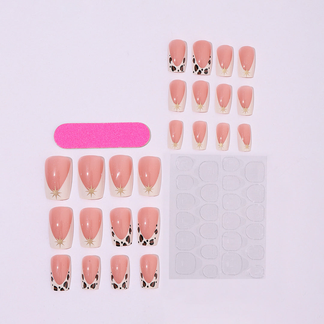 Creative nail art set with elegant leopard and glitter accents Kalsten