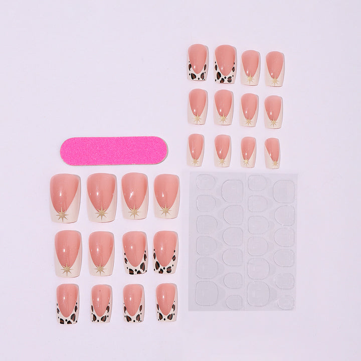 Creative nail art set with elegant leopard and glitter accents Kalsten