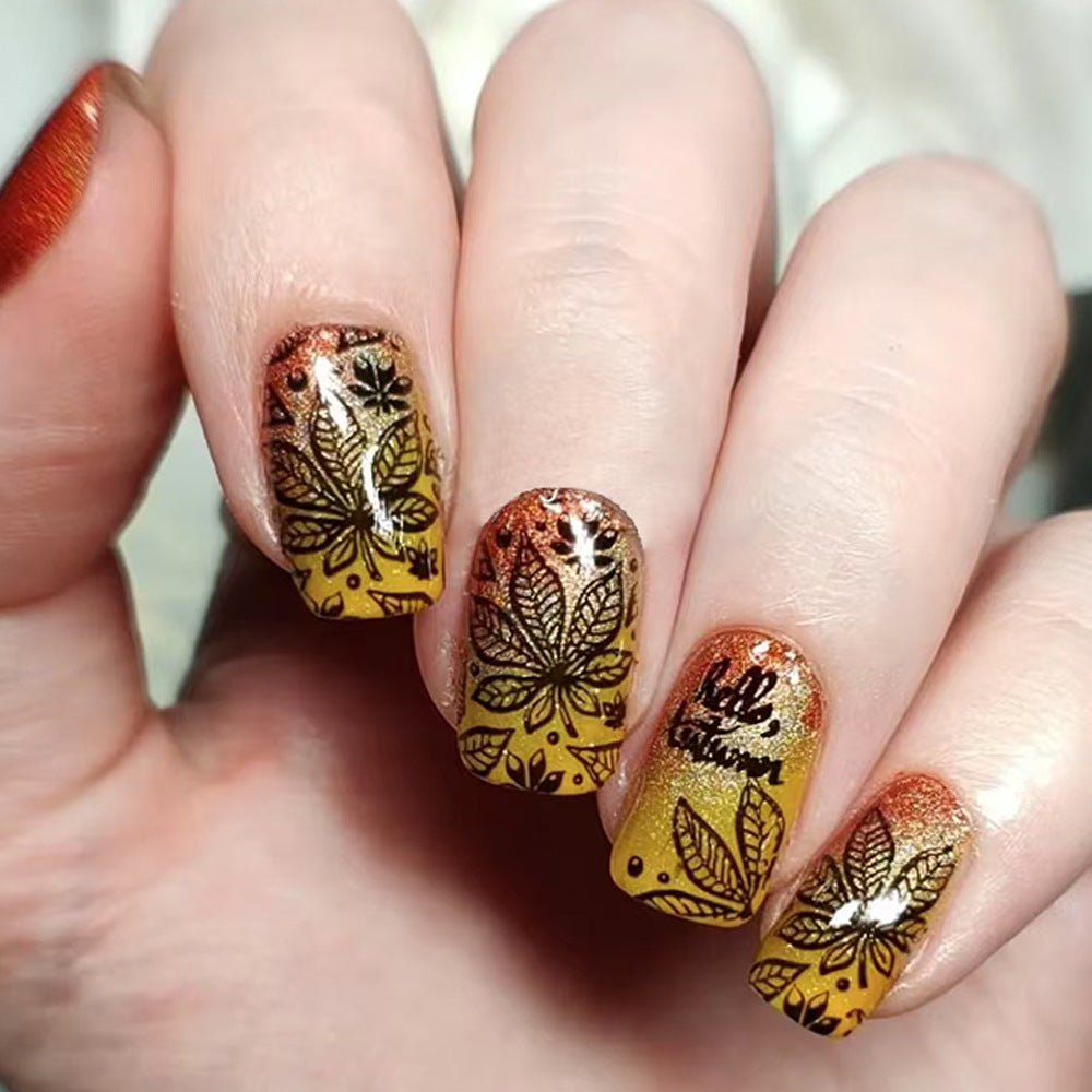 Artistic Leaf Design Press-On Nails Kalsten