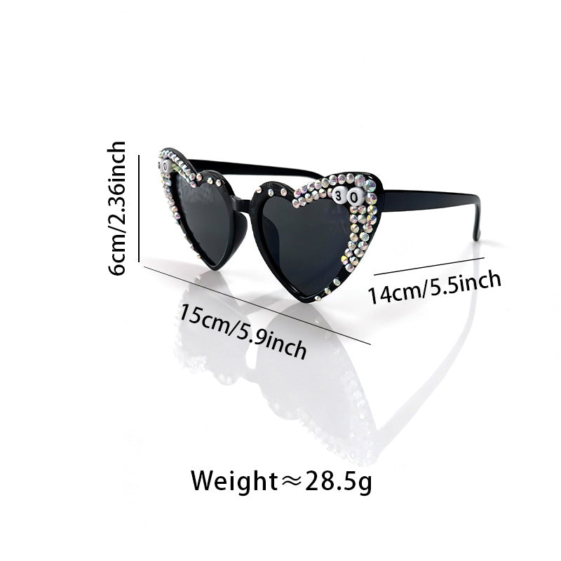 Heart-Shaped Rhinestone-Embellished Sunglasses Kalsten