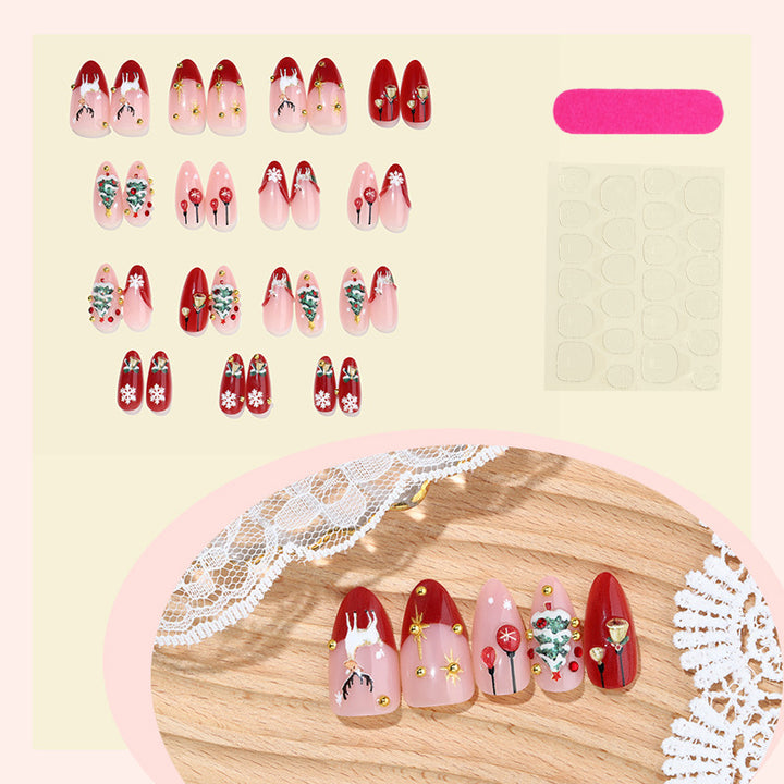 Artificial nail set with festive Christmas motifs and sparkling accents Kalsten