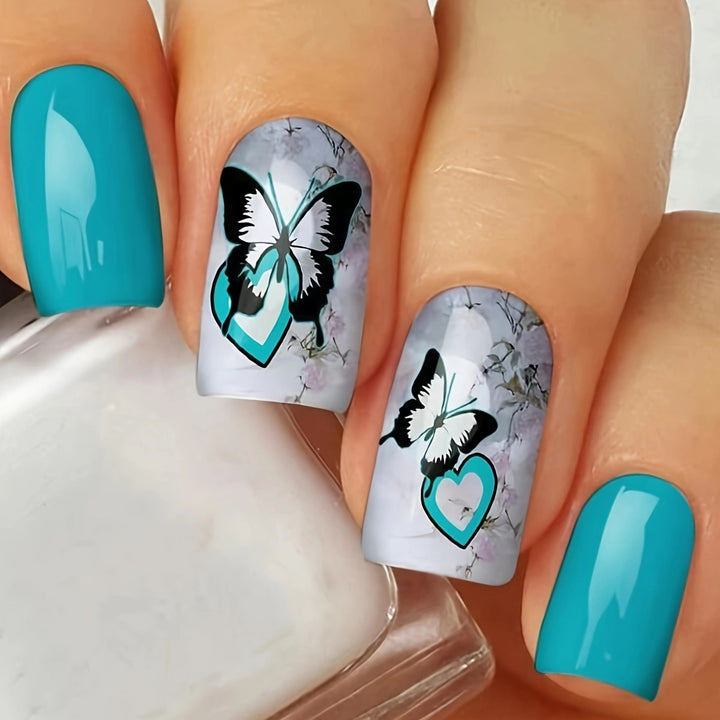 Artificial artificial nails with detailed butterfly design Kalsten