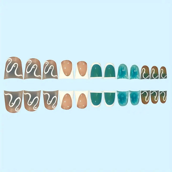 Artistic Abstract Press-On Nail Design Kalsten