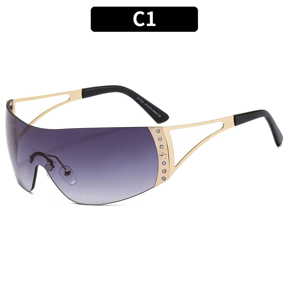 Futuristic Geometric Shield Sunglasses  1787664636