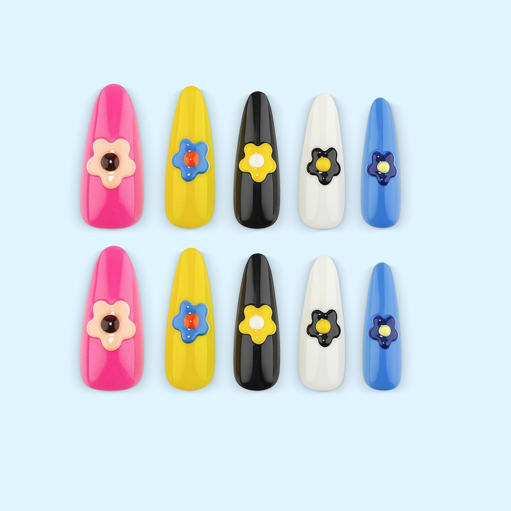 Artificial nail set with colorful flower designs Kalsten
