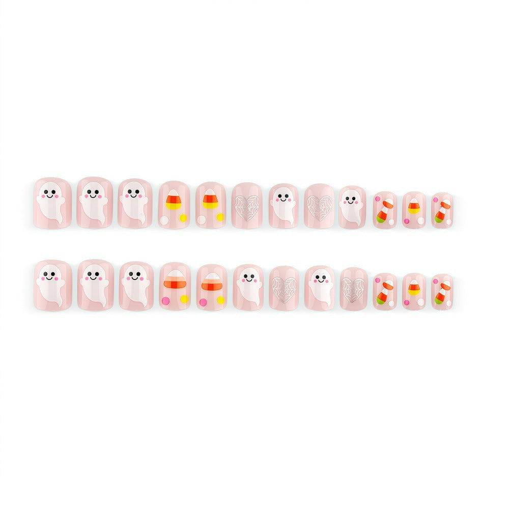 Halloween Artificial Nails with Ghost and Candy Designs Kalsten