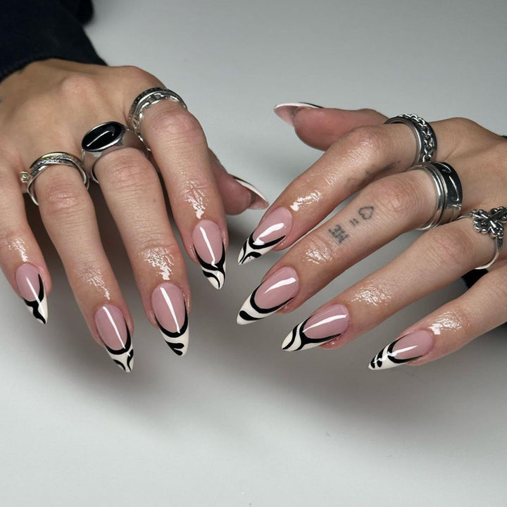 Elegant Stiletto Press-On Nail Art with Rhinestone Accents Kalsten