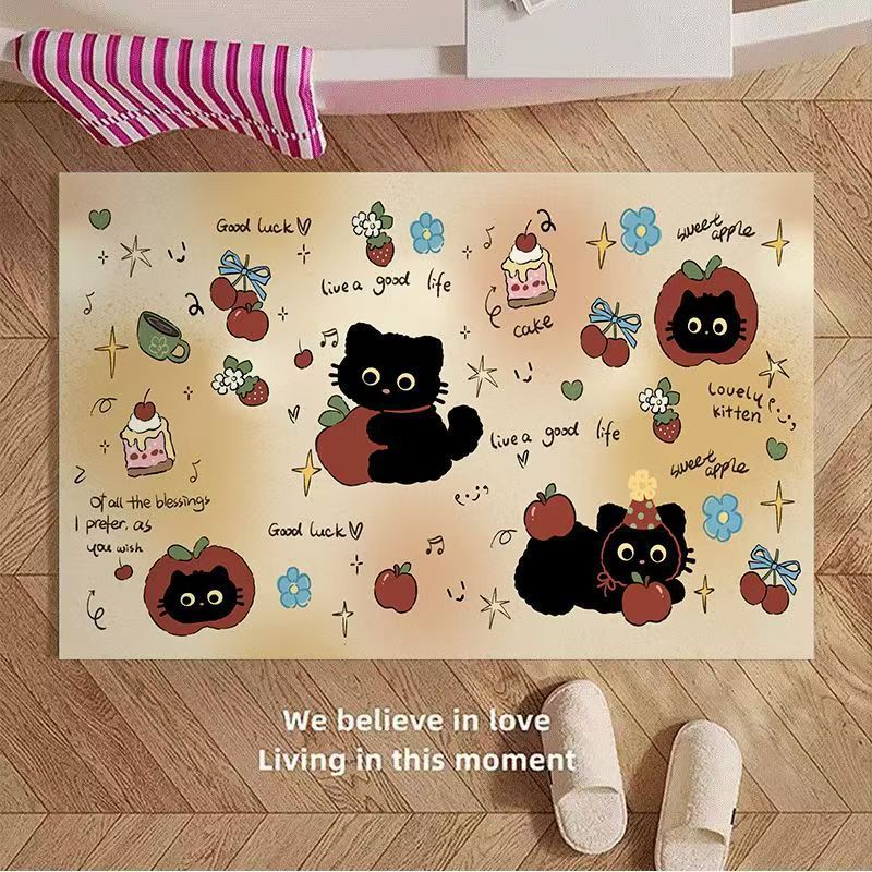 Playful Cartoon Apple-Themed Area Rug Kalsten