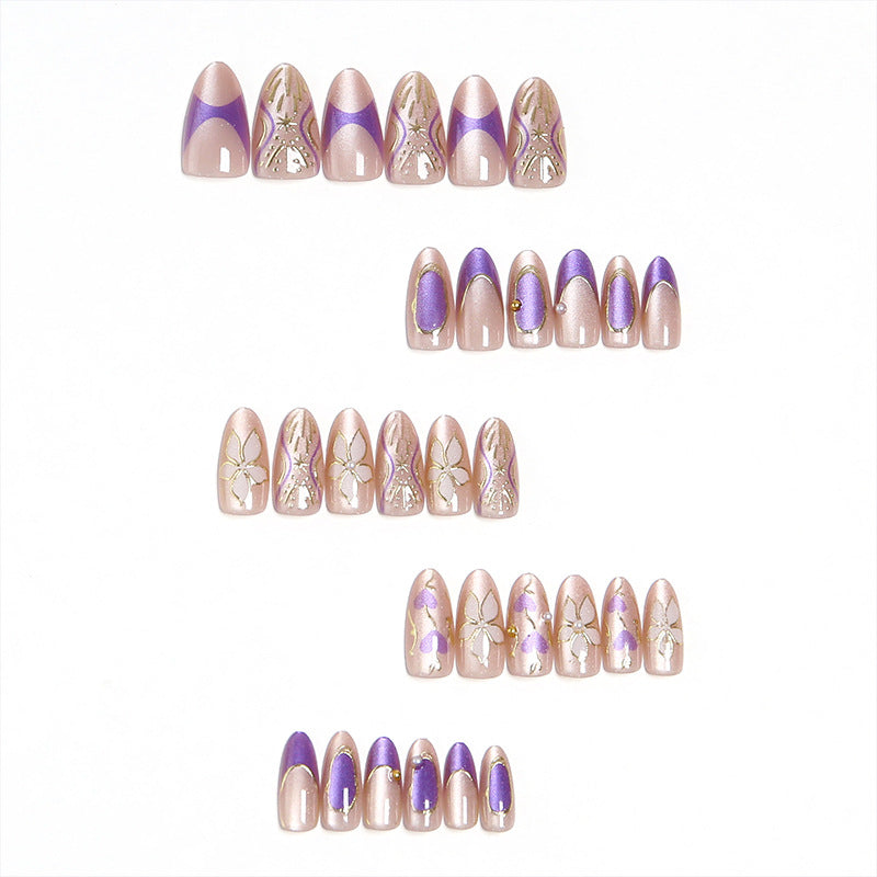 Elegant artificial nails with floral design and color accents Kalsten