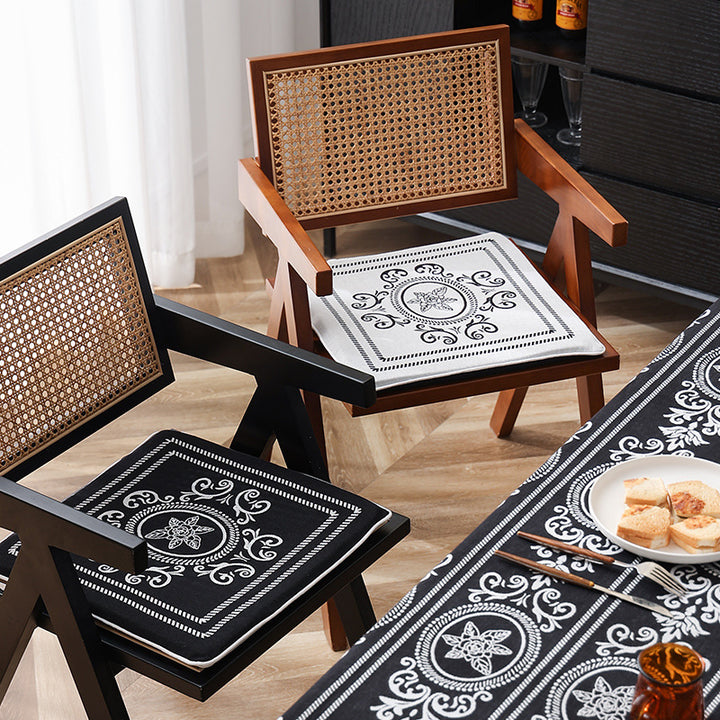 Double-sided seat cushion with ties and decorative jacquard pattern Kalsten