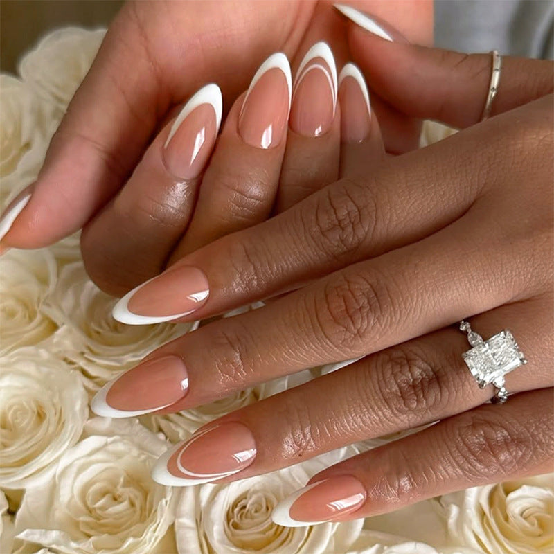 Elegant Press-On Nail Set with French Tip Design Kalsten 1788496283