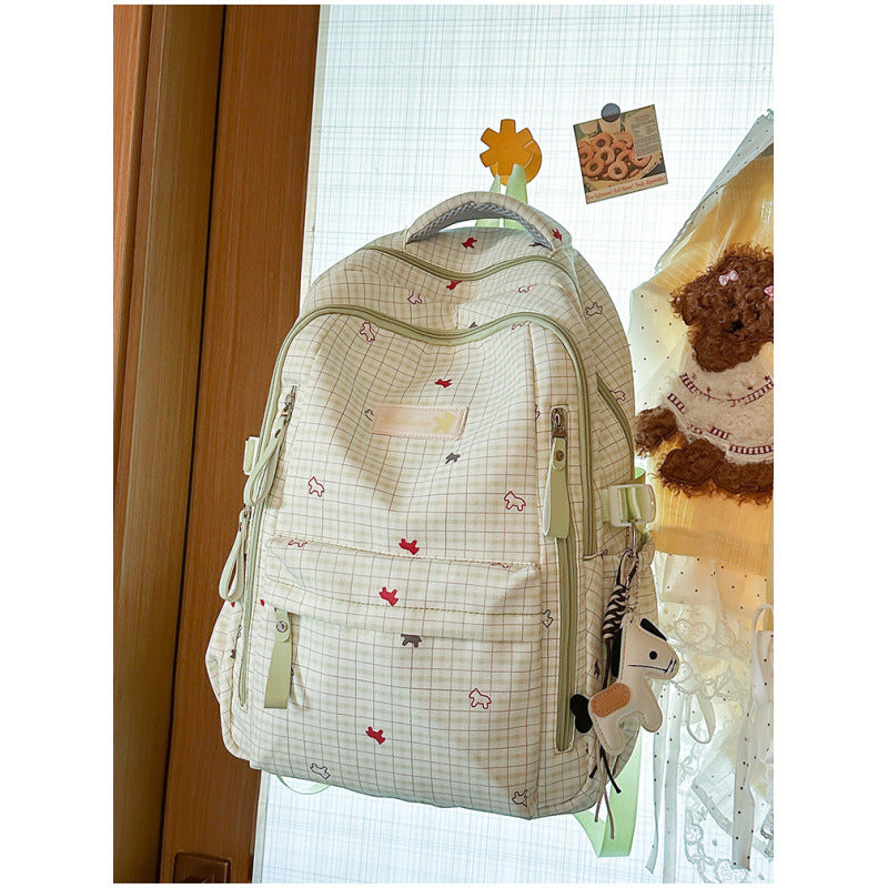 Checked Patterned Backpack