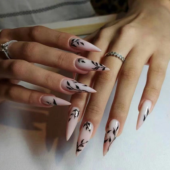 Elegant Artificial Lace Nails with Floral Design Kalsten