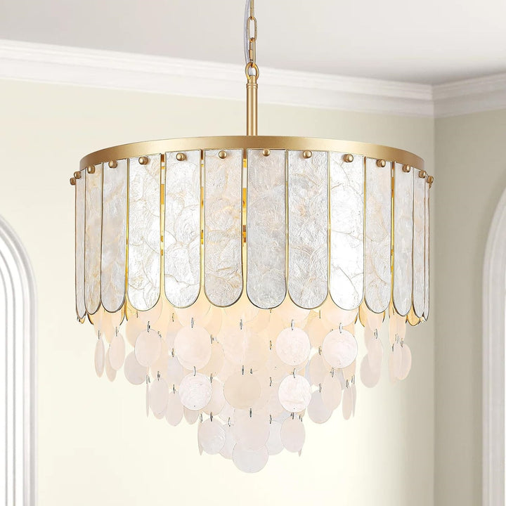 Capiz Shell Layered Chandelier