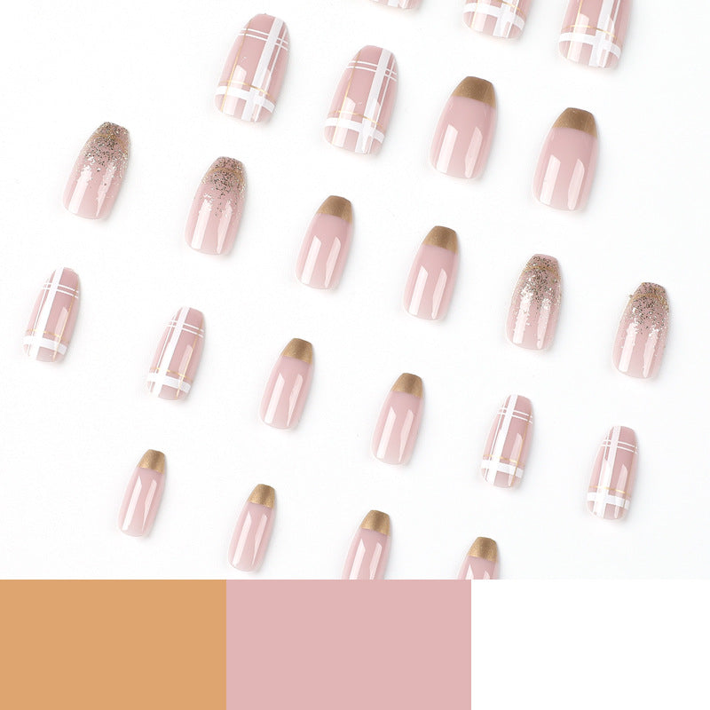 Artistic Nail Extensions with Glitter and Gold Accents Kalsten