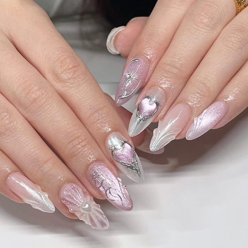 Decorative Press-On Nail Art Set with Floral Accents kalsten