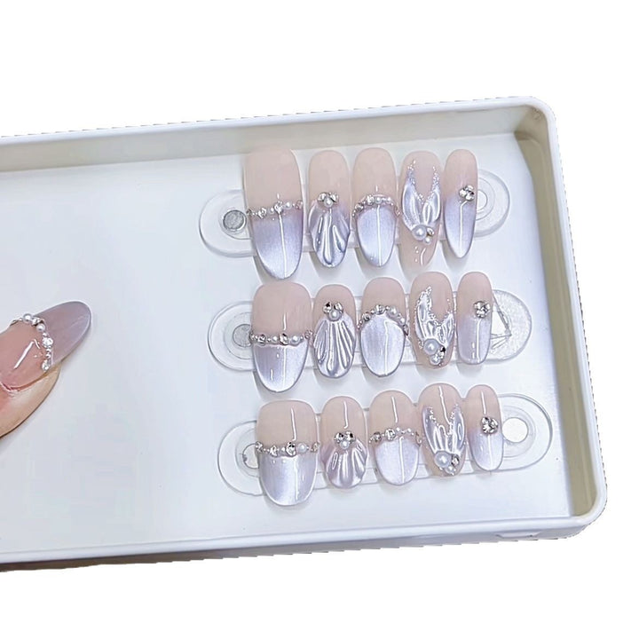 Premium Decorative Press-On Nail Set with Iridescent Accents Kalsten