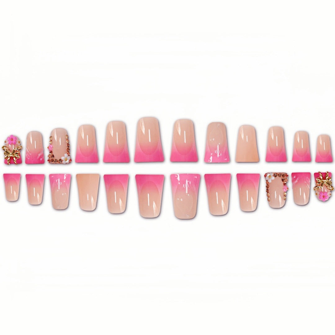 Artistic Long Nail Extensions with Floral Accents Kalsten
