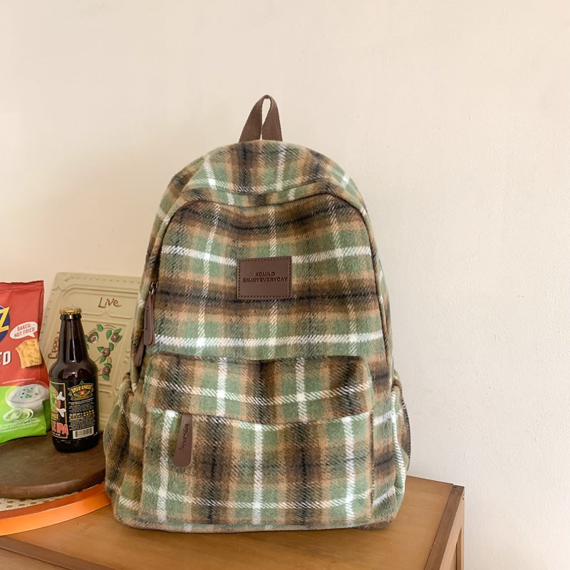 Cozy Plaid Patterned School Backpack Kalsten