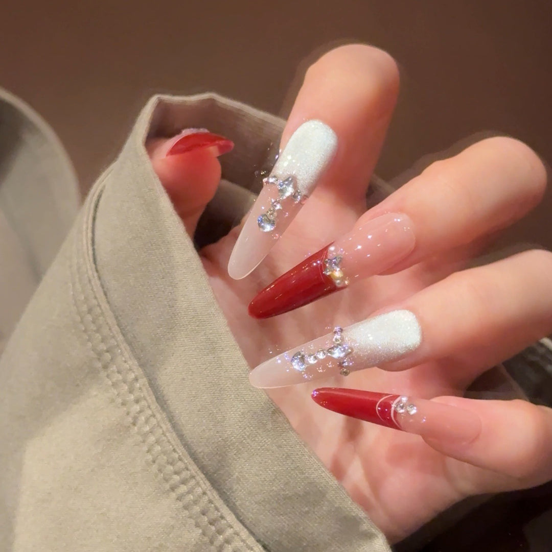Decorative Rhinestone-Accented Press-On Nail Extensions Kalsten