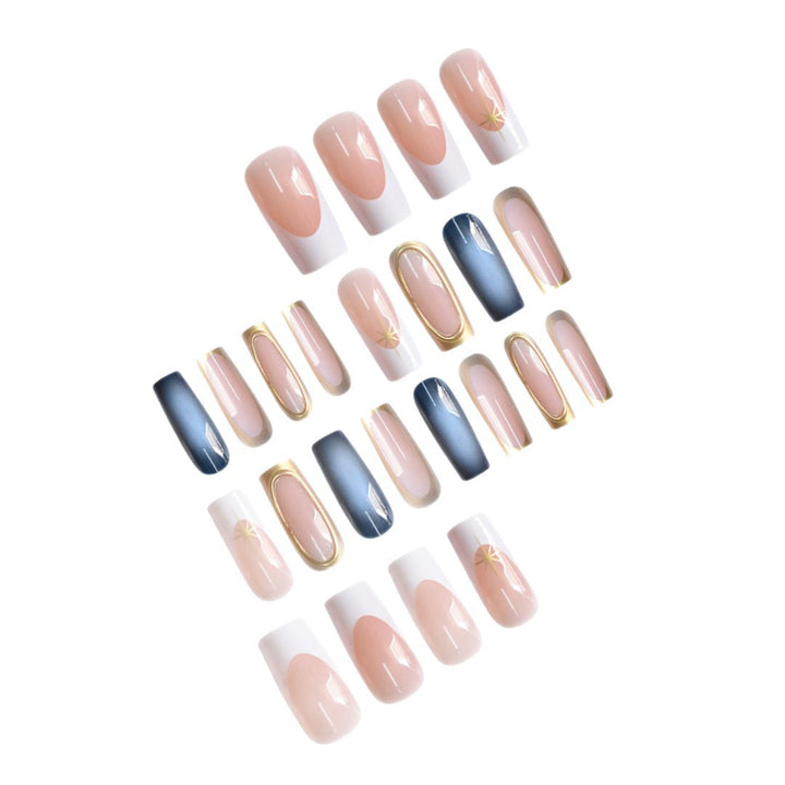 Elegant Ombre Press-On Nail Set with Gold Accents Kalsten