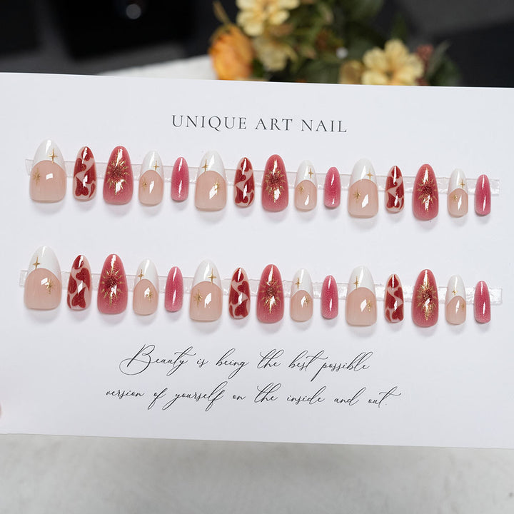 Artistic Heart-Themed Acrylic Nail Art