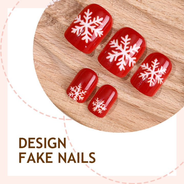 Artificial nail set with winter snowflake designs Kalsten