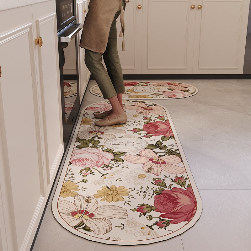 Floral Pattern Decorative Kitchen Mat