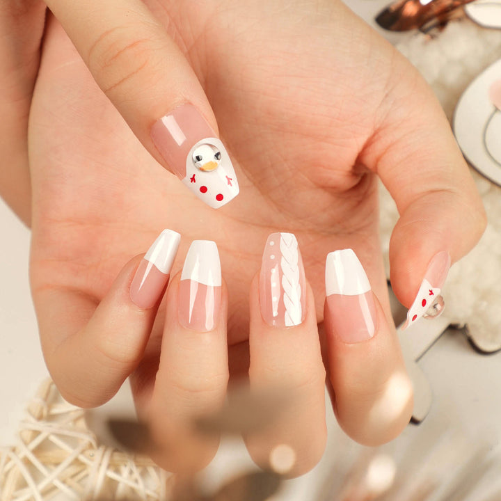 Artistic Gel Nails with Elegant Design and Rhinestone Decorations Kalsten