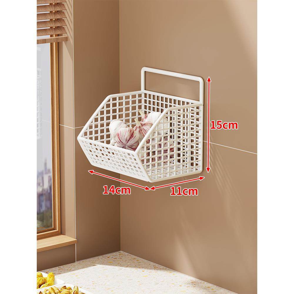 Wall-Mounted Dual-Tier Ventilated Kitchen Produce Storage Basket