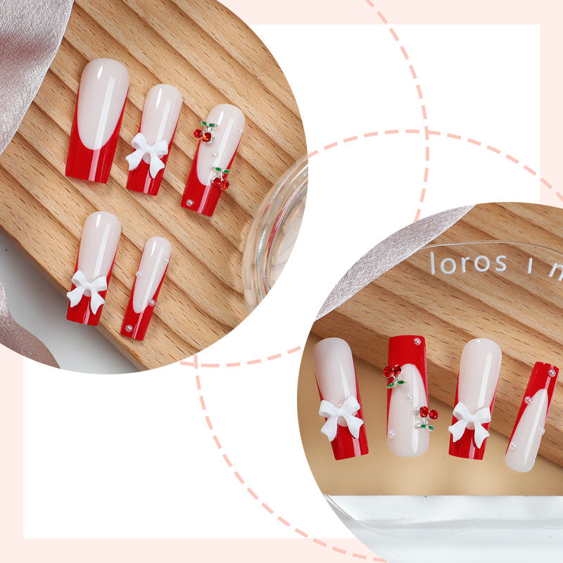 Creative nail set with festive cherry motifs Kalsten