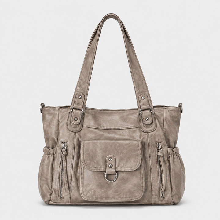 Spacious Multifunctional Leather Handbag