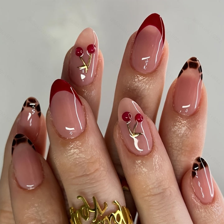Chic Cherry Accent Nail Art Kalsten