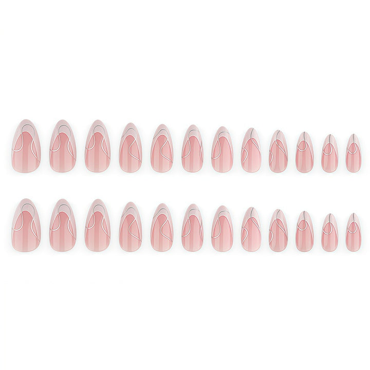 Artificial nails with elegant French design and curved accents Kalsten