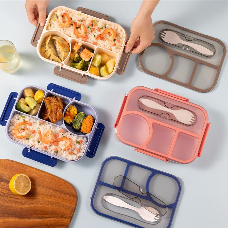 Multi-Compartment Insulated Food Container with Utensil Set