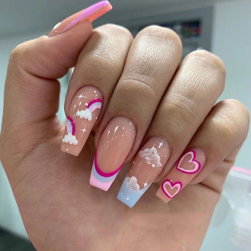 Artificial nail art with rainbow design Kalsten