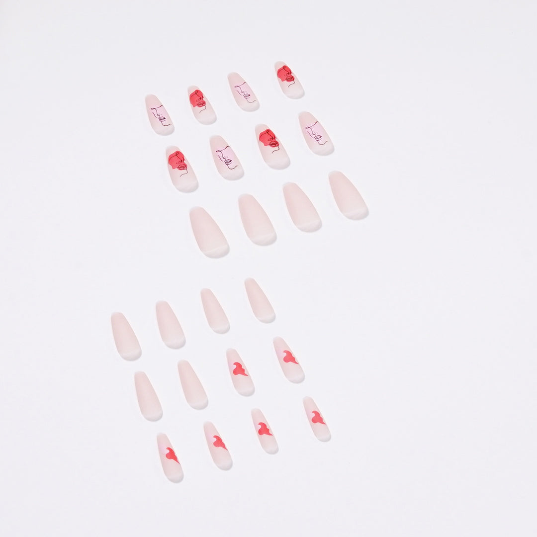 Artful Nail Extensions with Abstrahized Face Drawing Kalsten